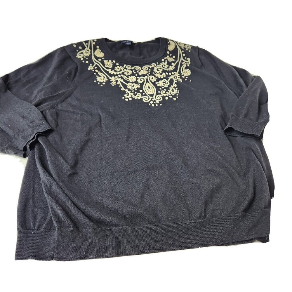 Lands End Womens Size 3X Embroidered Sweater Half Sleeve